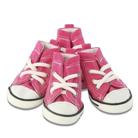 Pet Shoes Denim Canvas Breathable And Comfortable (Option: Denim Shoes Pink-No 2)