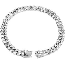Diamond Hip Hop Dog Collar Necklace (Option: Silver-28inch 70cm)