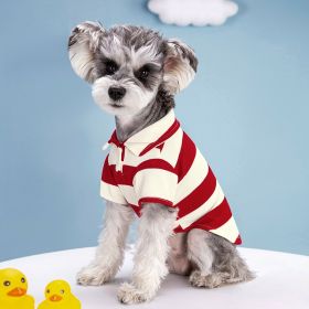 Pet Dog Polo Shirt Striped Beaded Lapel Elastic (Option: Red Stripe-XL)